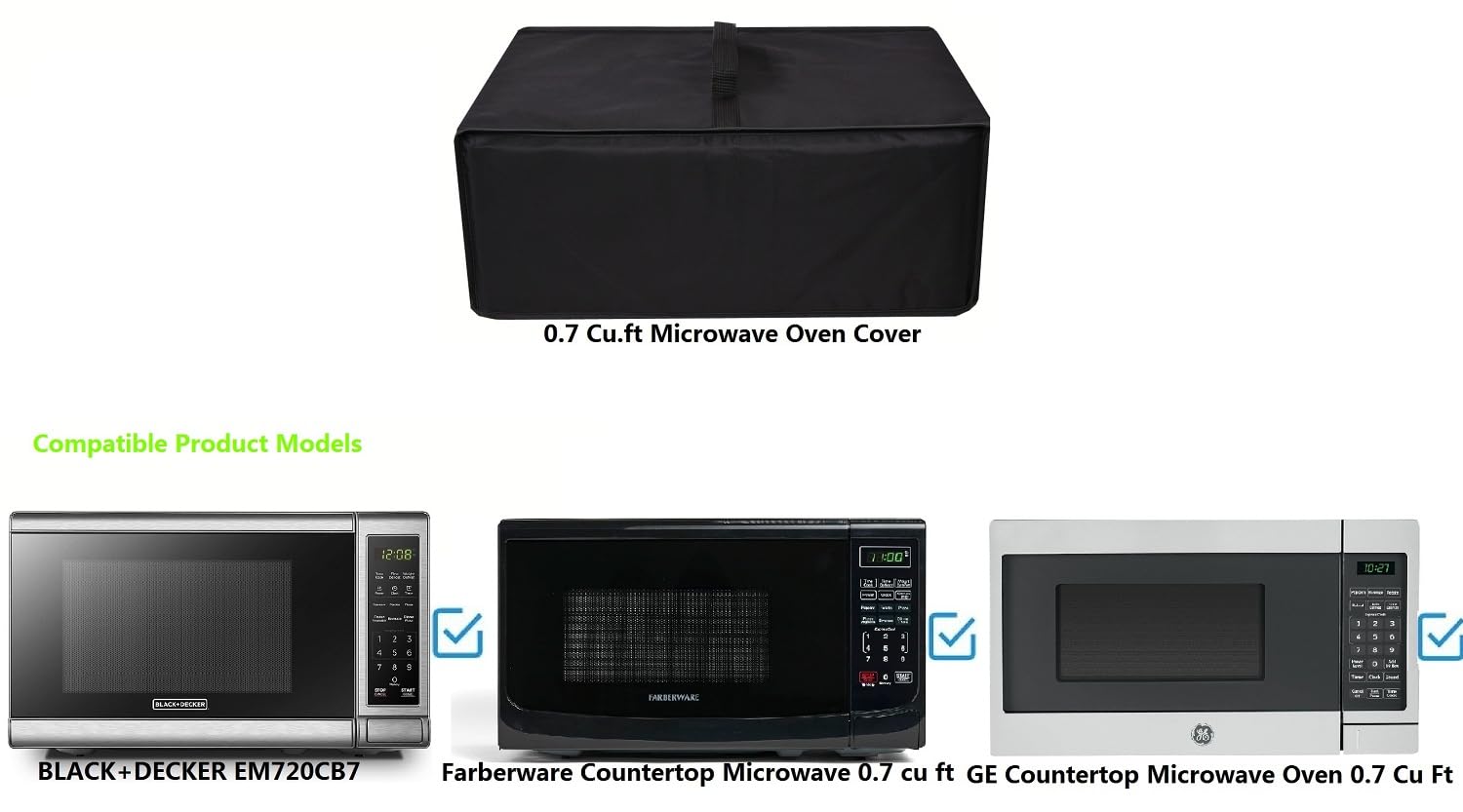 0.7 Cu.ft Microwave Ovens Dust Cover,600D Nylon Waterproof,Comaptible With BLACK+DECKER EM720CB7 Microwave Oven/Countertop Microwave FMO07ABTBKA/GE Countertop Microwave Oven JES1072SHSS,Etc