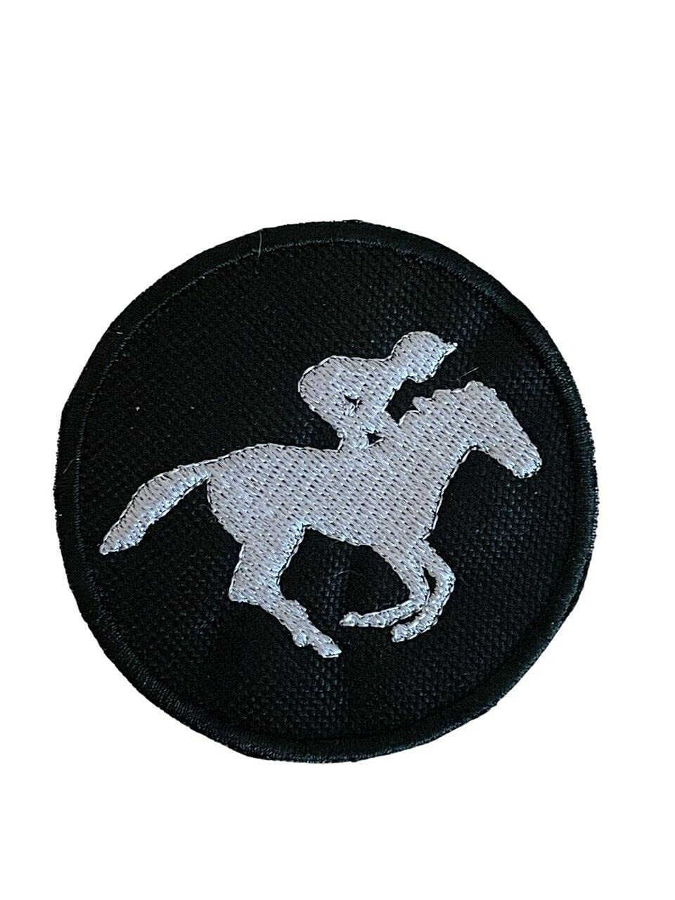 Smartbadge® Horse Racing Jockey Silhouette Embroidered Sew/Iron on Patch (A)