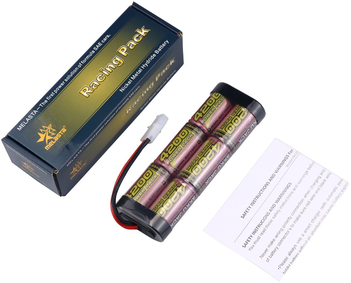 melasta NiMH Batteria 7.2V 4200mAh Remote Racing Batteria Pack con Tamiya Plug per Modellini di Automobili, Aerei