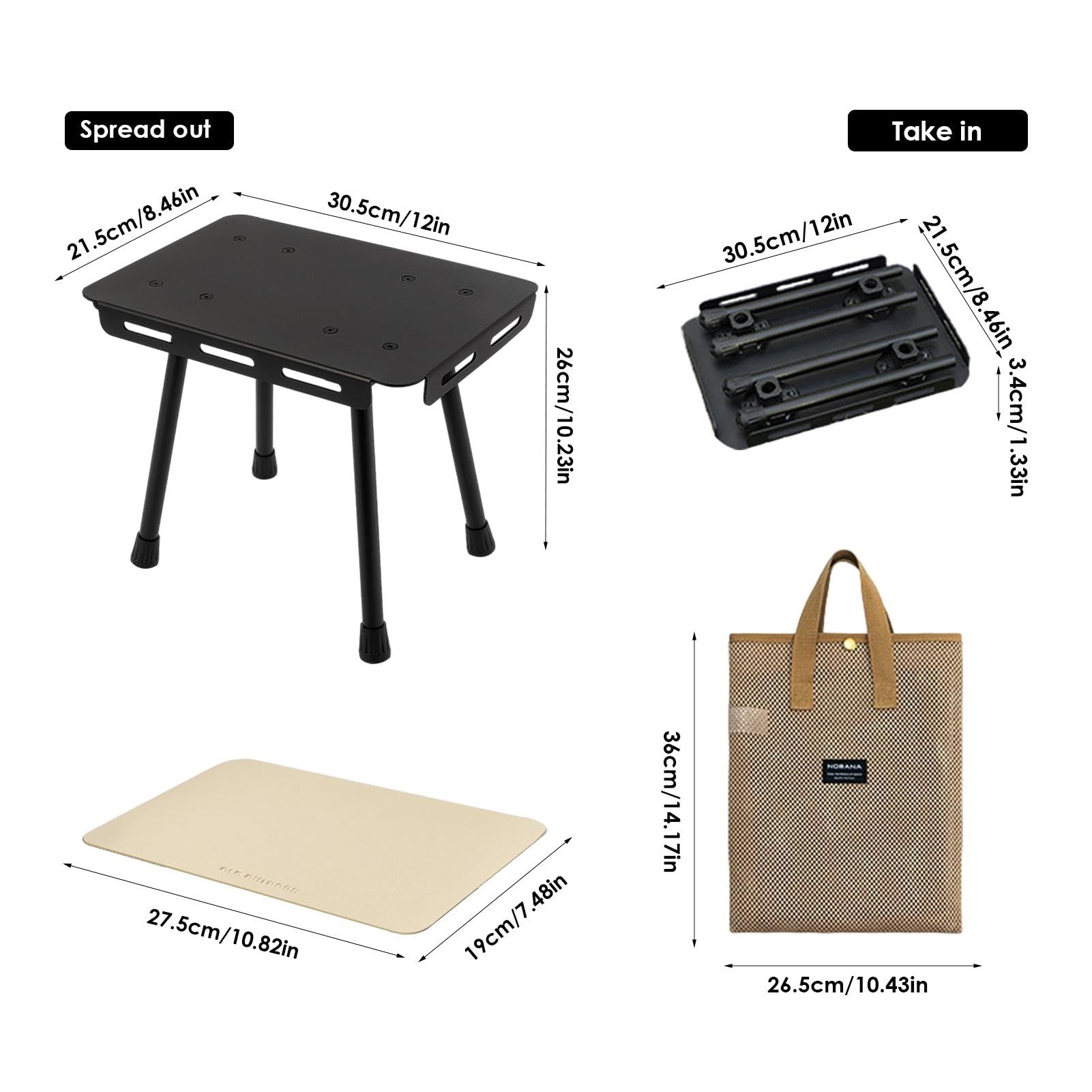 Table de Camping compacte et Portable | Table Pliante légère | Table de plage pliable multifonction pour extérieur, randonnée, pêche, pique-nique, , pique-nique