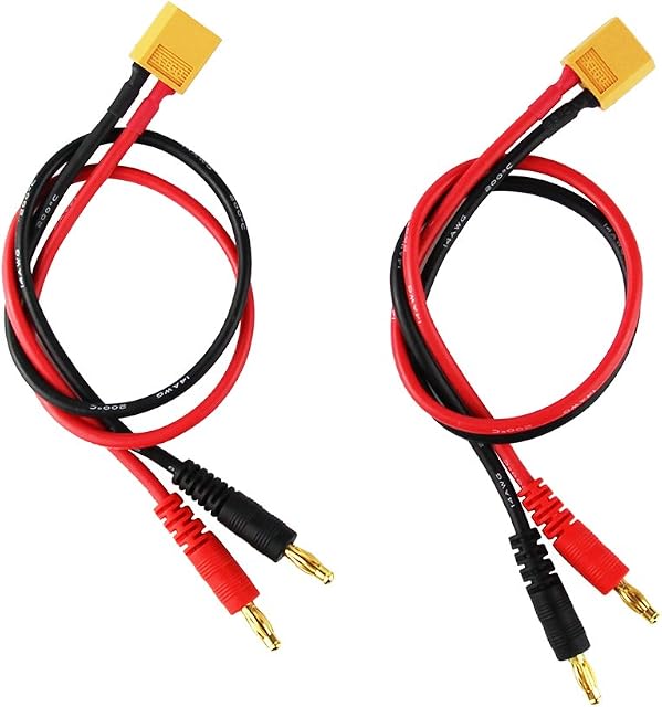 OliYin XT60 to 4.0 Banana Plug RC Battery Charge Cable 14awg Silicone Wire 30cm 11.8inch (pack of 2)