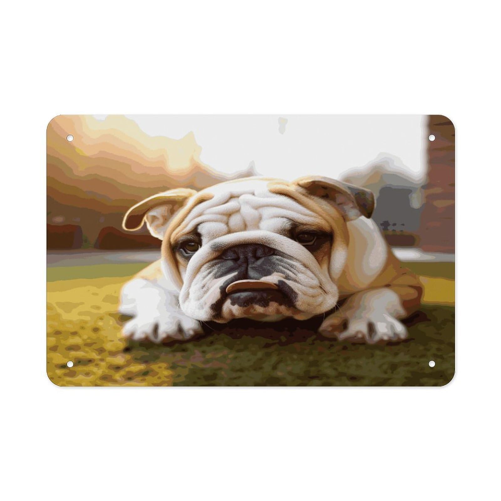 Fekiloot Style Cute Bulldog Puppy Metal Signs Wall Art Tin Sign