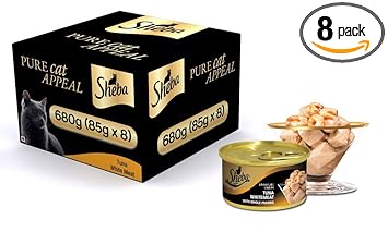 Sheba (Premium Cat Food) Tuna Fillet & Whole Prawns in Gravy, 680 g (85 g X 8 Cans)