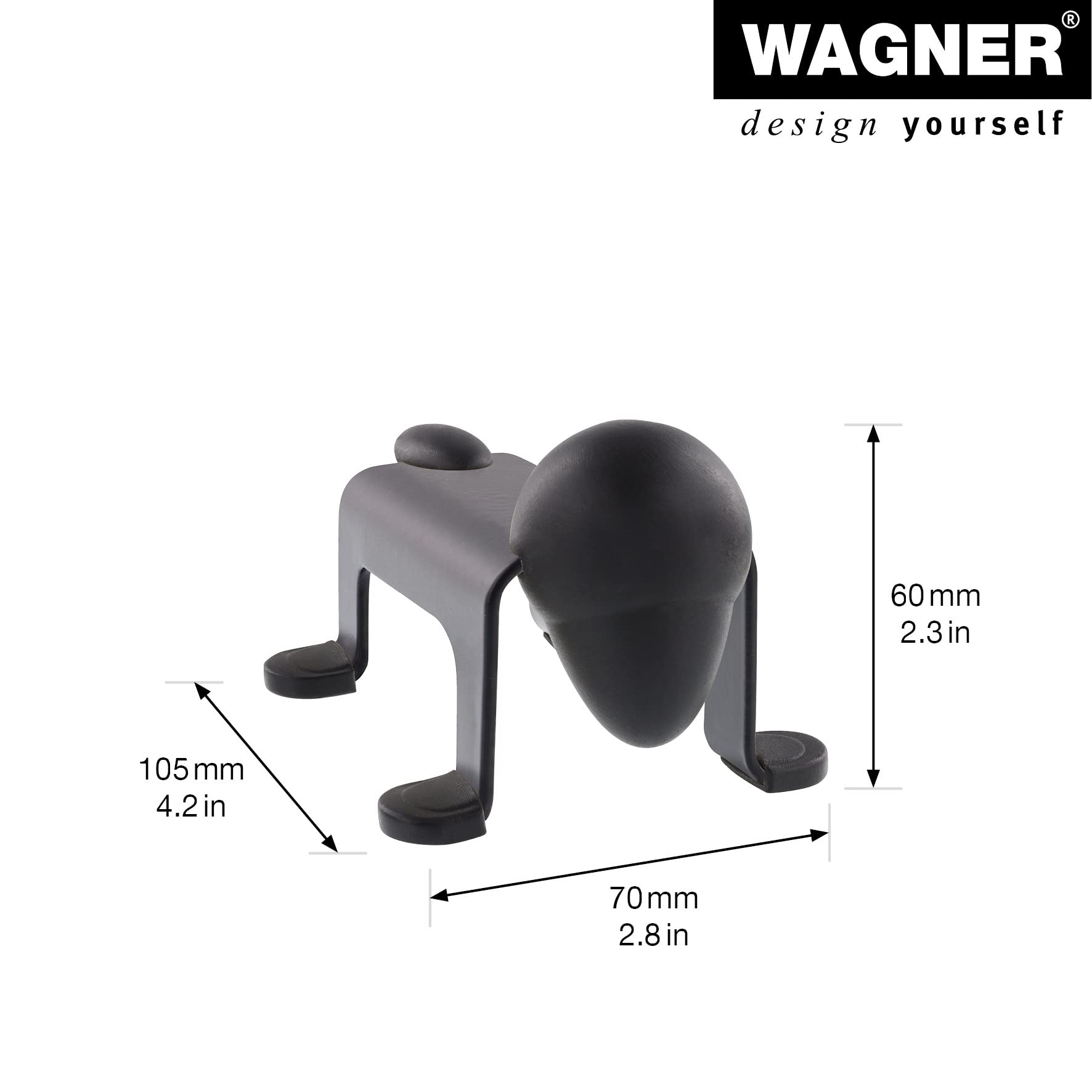 Wagner 15520801 Floor Door Stop Dog Door Stop, 105 x 70 x 60 mm, Black, for Standing Industrial Steel Coated - Image 2