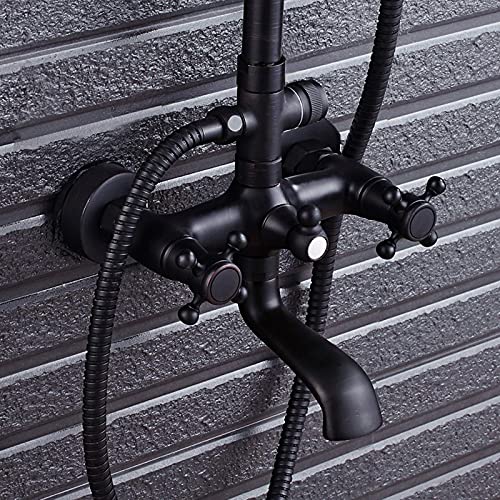 Mitigeur de douche noir bronze avec pommeau effet pluie 8 pouces et douchette - 5