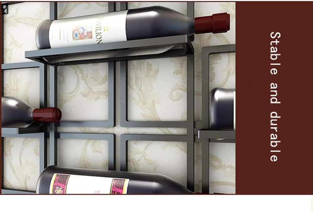 European Minimalist Wallmounted Wine Rack Creative Wine Rack Wall Wine Decoration Frame (Color: Gold Black Red Size: 80x10x80cm) Wine Racks Free Standing (Color : C)