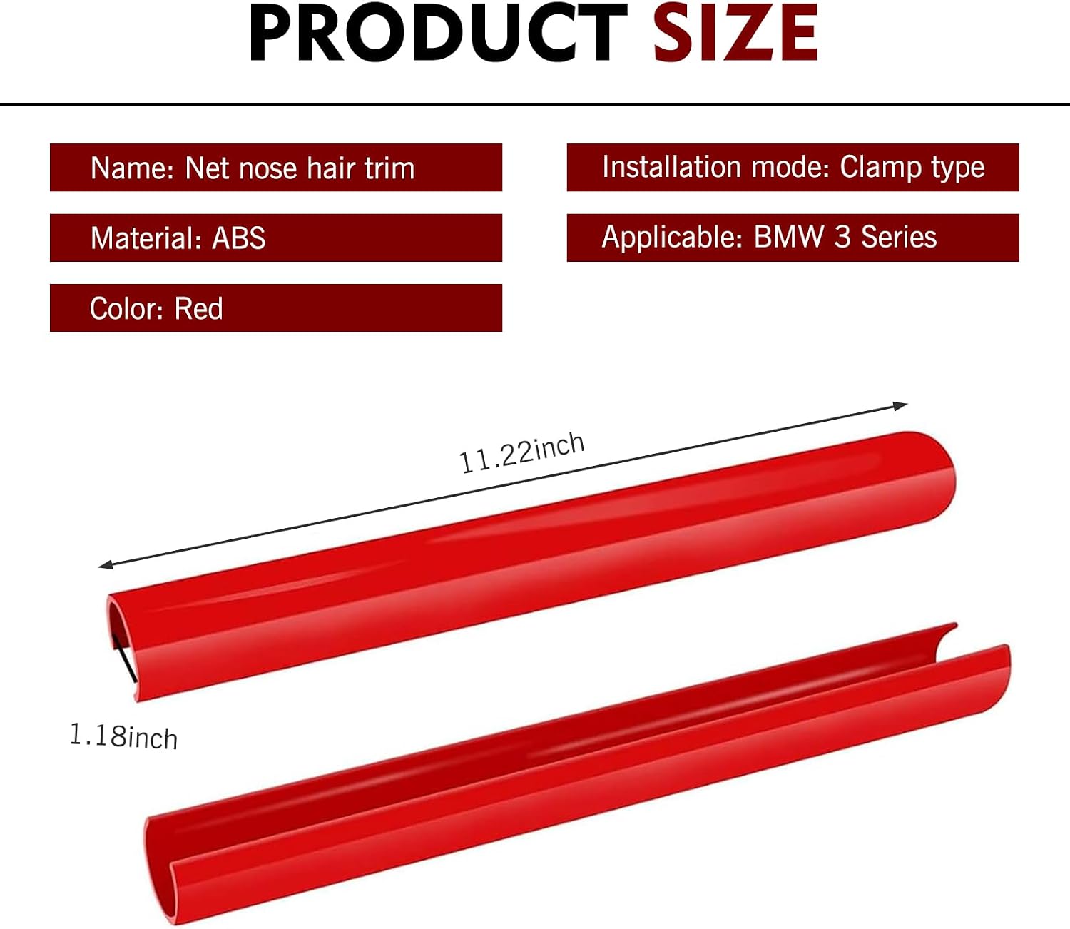 2 PCS Grille Inserts Trims, Self-adhesive Stylish Front Grille Radiator Tube Stripes Wrap, Replacement Part OEM# FG005 FG006, Compatible with BMW 34567 Series X345 (Red)