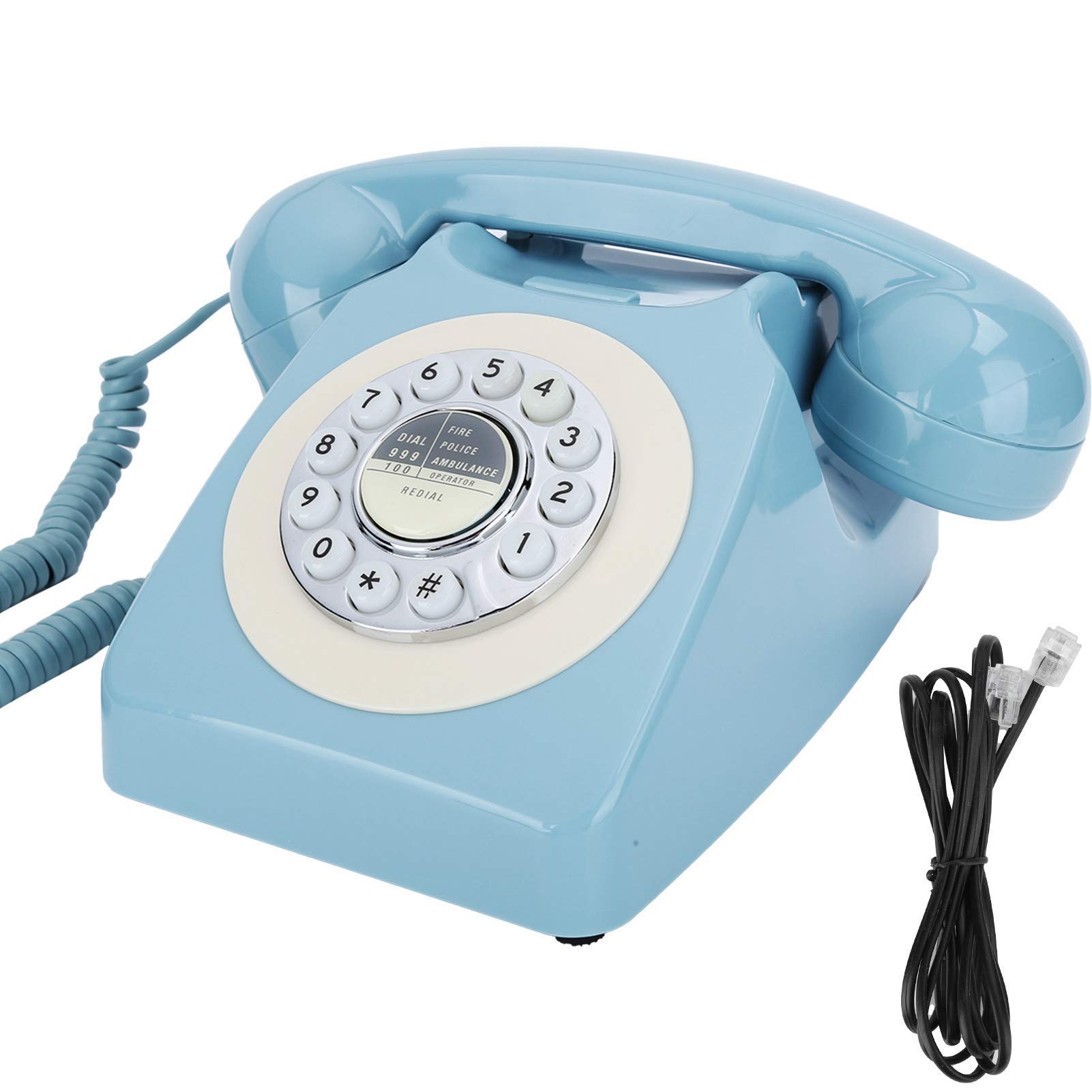 Domowy przewodowy telefon stacjonarny z pojedynczą linią, niebieski biurowy, retro, telefony stacjonarne do domu ，Telefon w stylu vintage