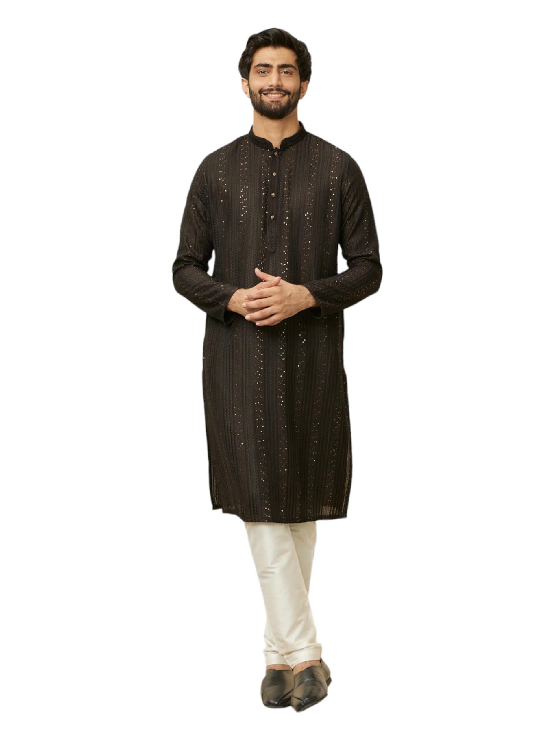 manyavar Men's Self Design Kurta Pajama Set (2pcs)-picture-16