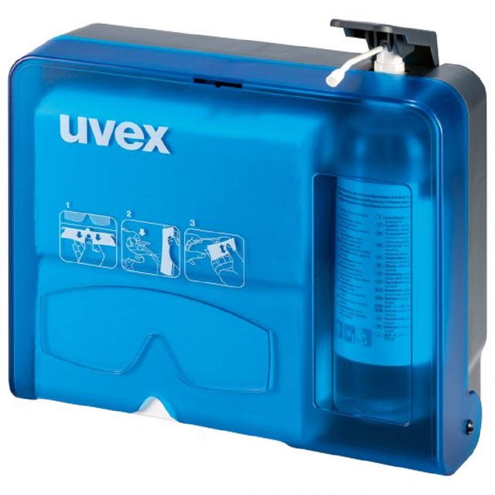 Uvex 9970005 - Estación para la limpieza de gafas, azul