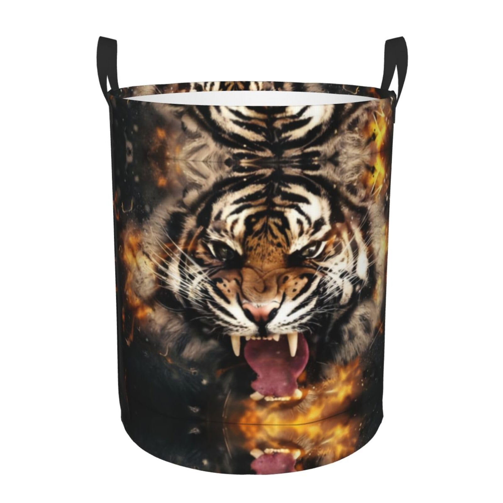 S Circular Hamper – Collapsible Roaring Tiger Print Laundry Basket