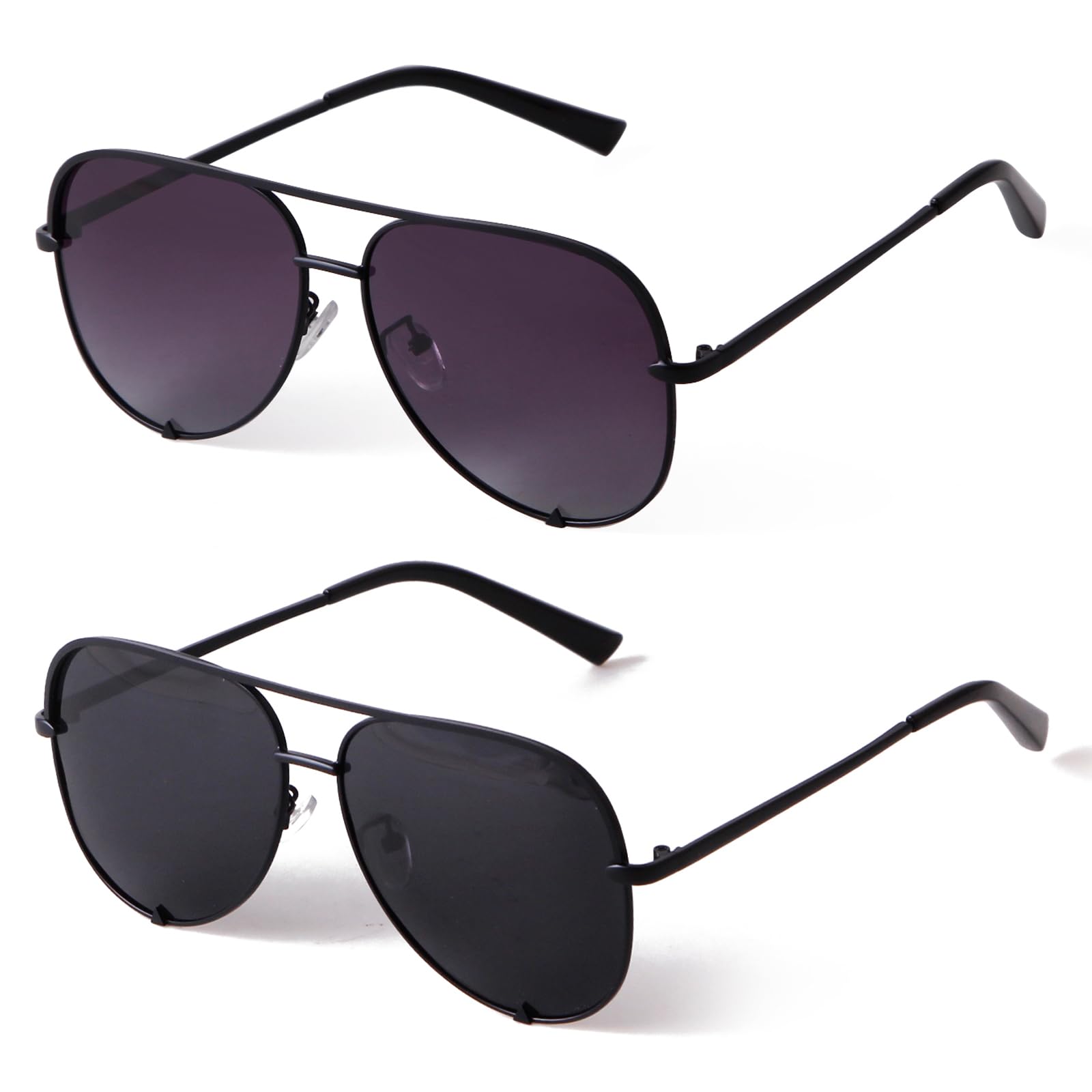 SORVINO Klassische übergroße Damen-Sonnenbrille, UV400-Schutz, 2 Stück, Schwarz + Farbverlauf (polarisiert), Oversized, 2 Stück – Schwarz + Farbverlauf (polarisiert), Oversized