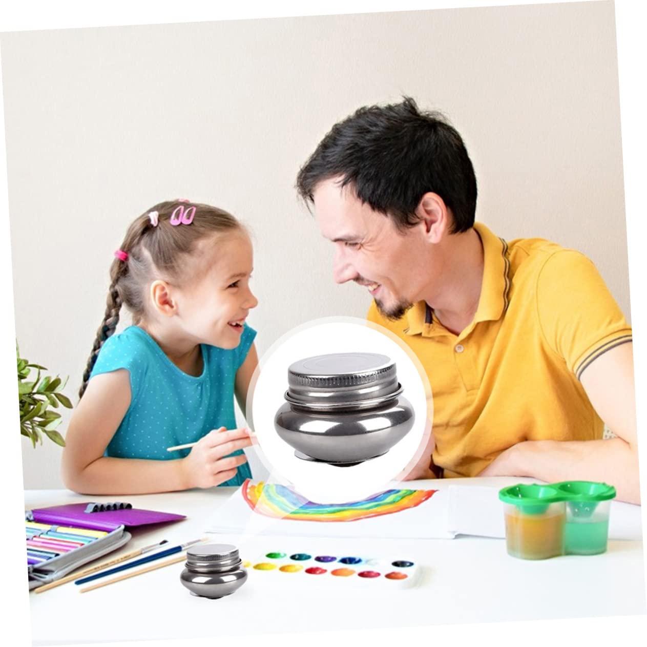 IWOWHERO 2pcs Oil Can with Lid Artists Turpentine Holder Collapsible Brush Bucket Paint Can with Spout