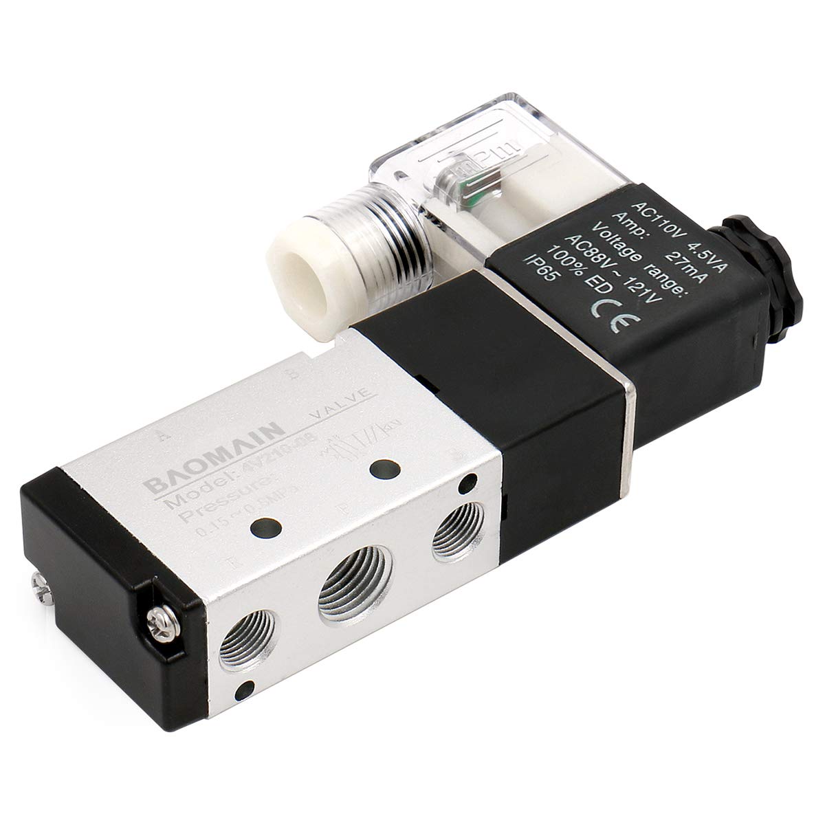 Baomain Pneumatic Air Control Solenoid Valve 4V21008 AC110V 5 Way 2