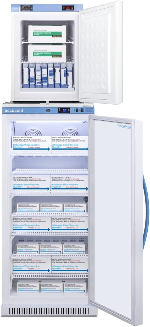 Summit Appliance ARG8PV-FS30LSTACKMED2 24" Wide All-Refrigerator/All-Freezer Combination, Includes ARG8PV All-refrigerator with Silver-ion Handle and FS30LMED2 Compact All-freezer