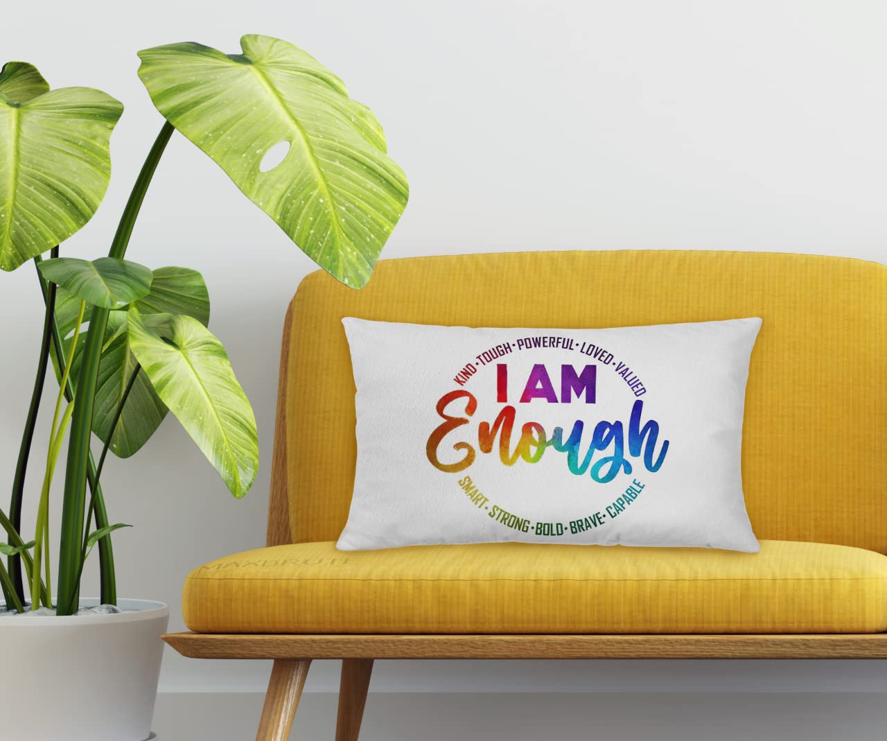 NOGRIT Inspirierendes Zitat "I am Enough" Kissenbezug, 30,5 x 50,8 cm, positives Spruch, Dekoration für Zuhause, Schlafzimmer, Wohnzimmer, Mädchen, Frauen, Geschenke