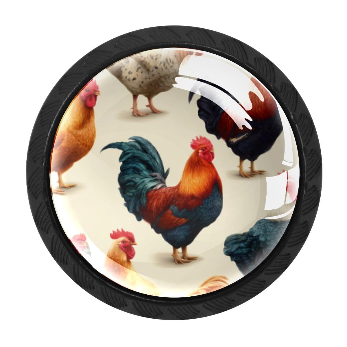 Heoeh Multi 5 4 Pcs Kitchen Cabinet Knobs, Chicken Rooster Drawer Knobs Dresser Handles