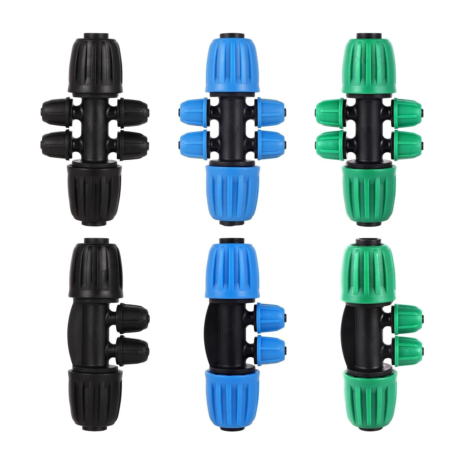 Raccordement 16 mm vers 4/7 mm adaptateur de tuyau d'arrosage goutte à goutte 6 sorties 1/4 pouce