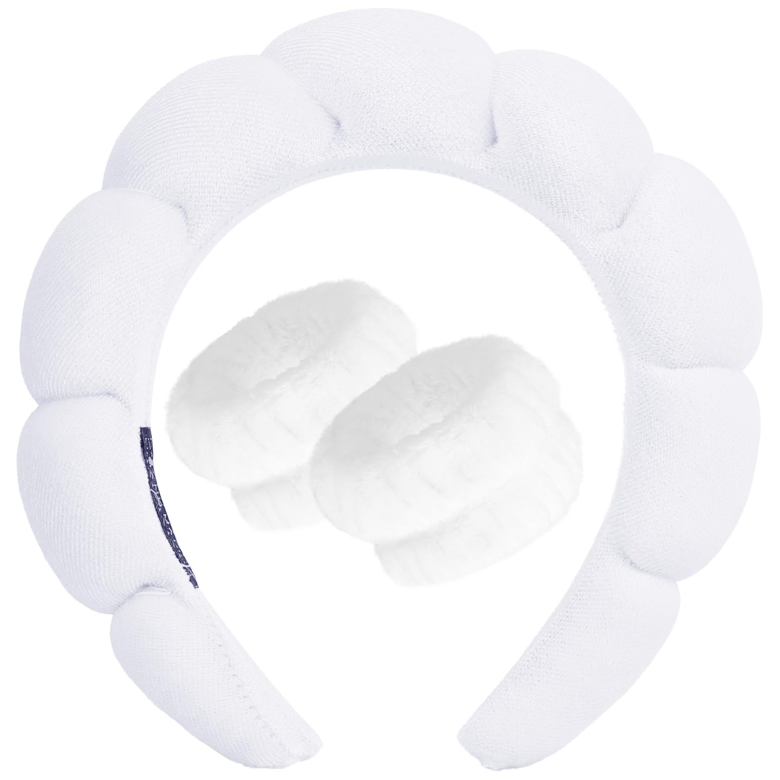 DRESHOW Spa Stirnband zum Waschen Gesicht Wristband Set Schwamm weiches Frottee Make-up Hautpflege Anti-Rutsch-Stirnband für Damen