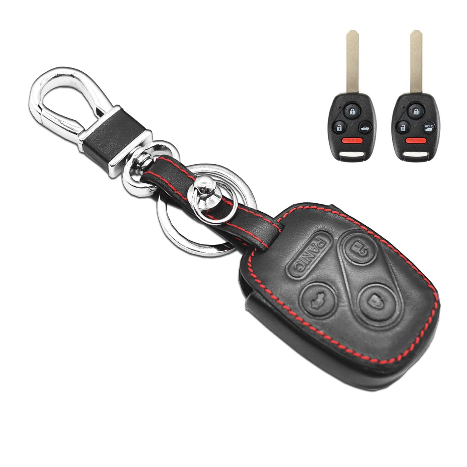 MECHCOS Compatible with Honda Accord Civic Pilot CR-V Element Accord Crosstour Fit Odyssey Ridgeline TL TSX ZDX Clarity Key Fob Cover Case Leather Smart Keyless Entry Remote Pouch Bag Protector Shell