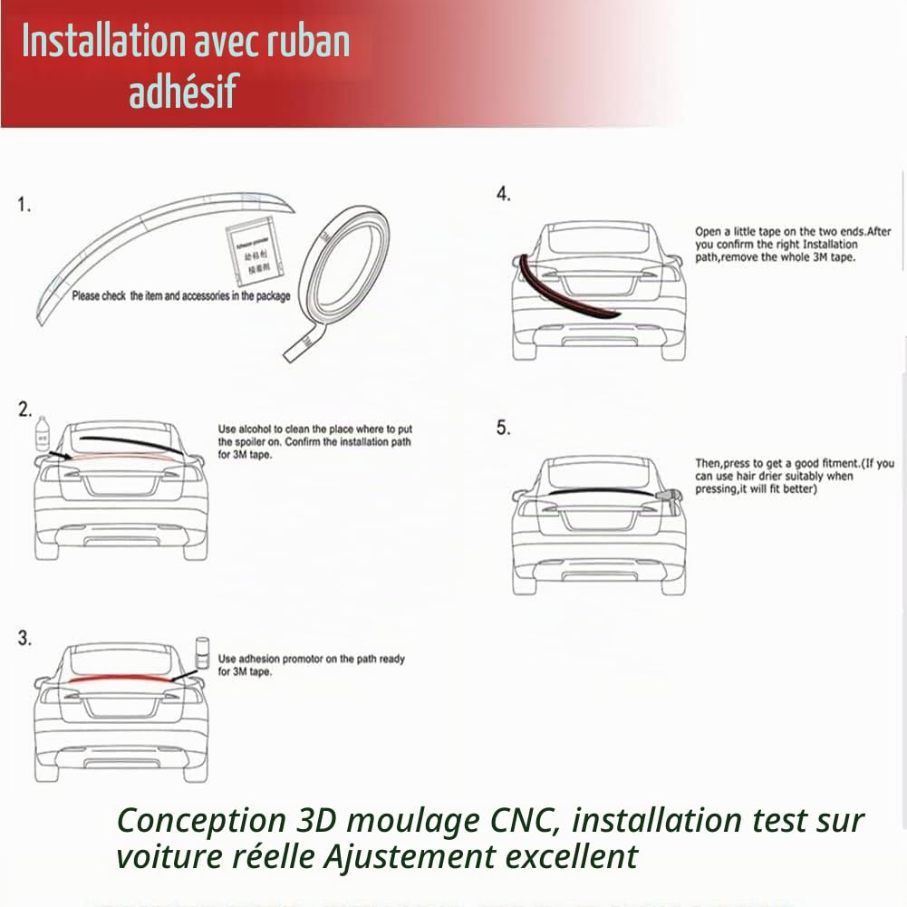 pour Volkswagen VW Golf 6 VI MK6 GTI et R20 2010-2013 Carbone Fibre Tuning Spoiler arrière Spoiler de Toit lèvre Spoiler arrière
