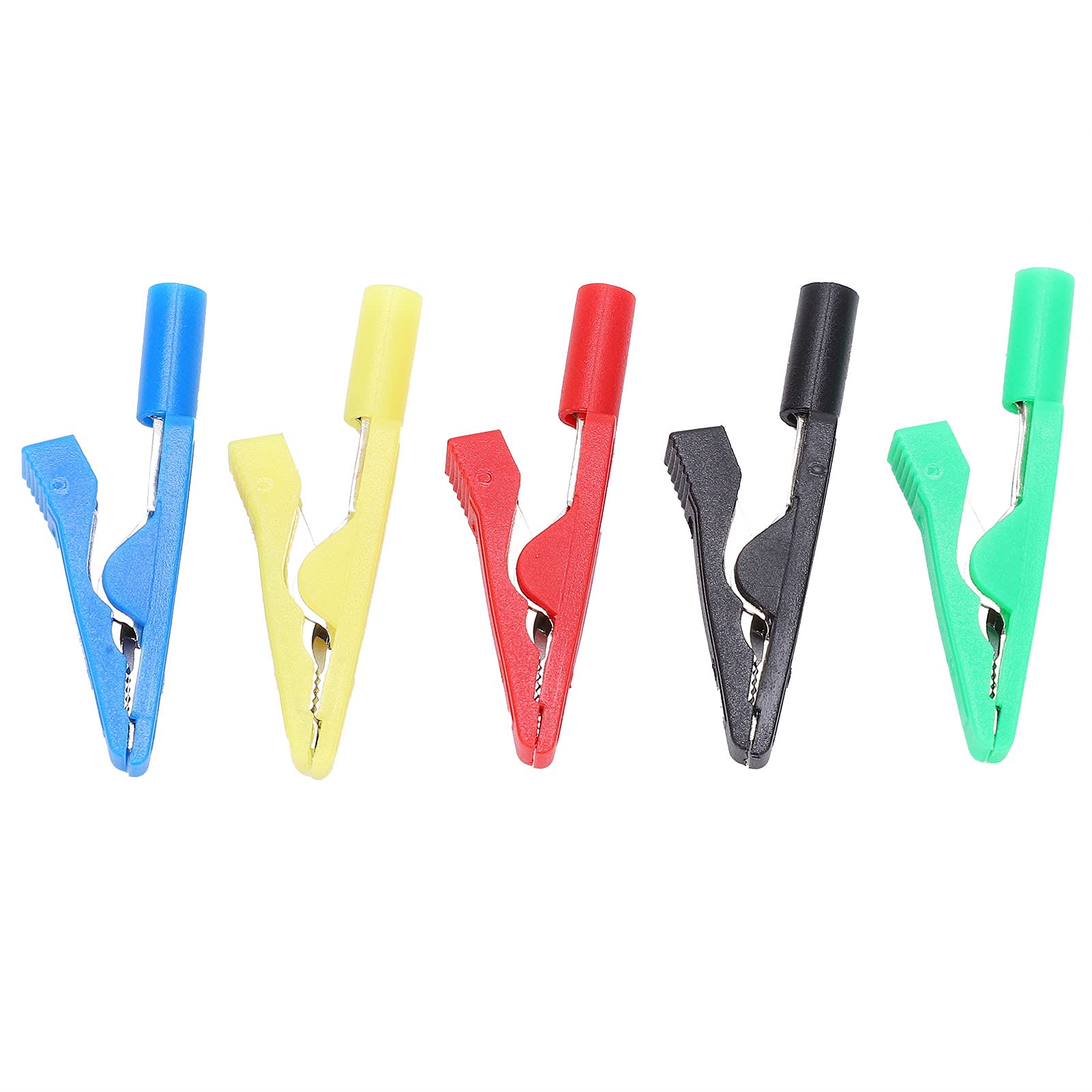 Natudeco Insulated Alligator Clips Electrical Alligator Clamps Crocodile Clamps Tail Jack Crocodilian Clip with Needle Jack for Electrical Testing