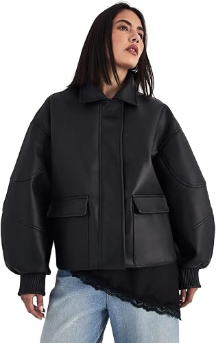 Nasty Gal Oversized Longline Faux Leather Bomber Jacket