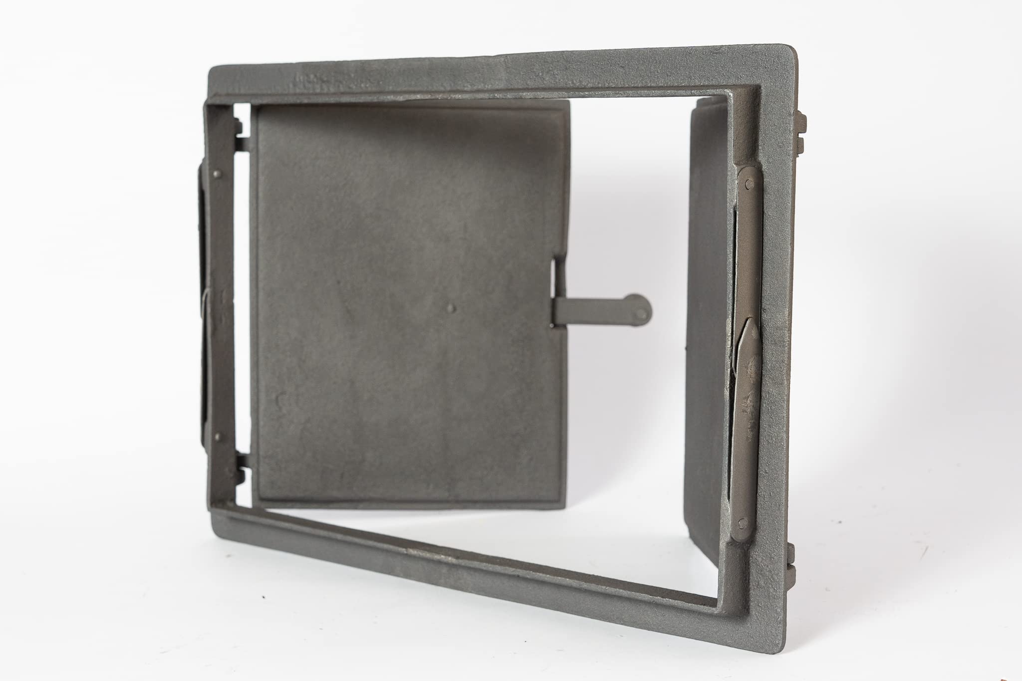 Sezam, Puerta de horno de hierro fundido, puerta doble para horno de pizza de 48 x 32,5 cm, con termómetro de 500 C, horno de pan, cocina de jardín y cámara de ahumado, color grafito