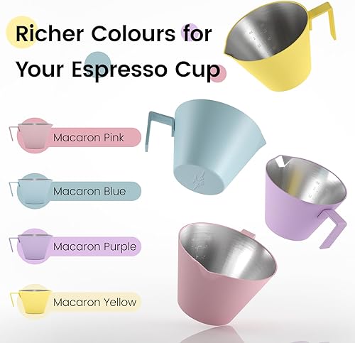 Miniatura 2 de MHW-3BOMBER Taza medidora de café expreso con asa taza de vertido de acero inoxidable de 3 onzas con báscula de cocina accesorios de espresso blanco