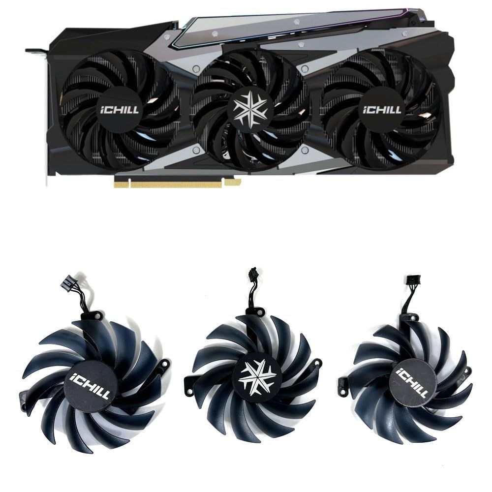 Cooling Fan 87mm 4pin CF-12915S for INNO3D RTX 3070 3070Ti 3080 3080Ti 3090 ICHILL X4 OC GPU Graphics Card Fans(Brown)