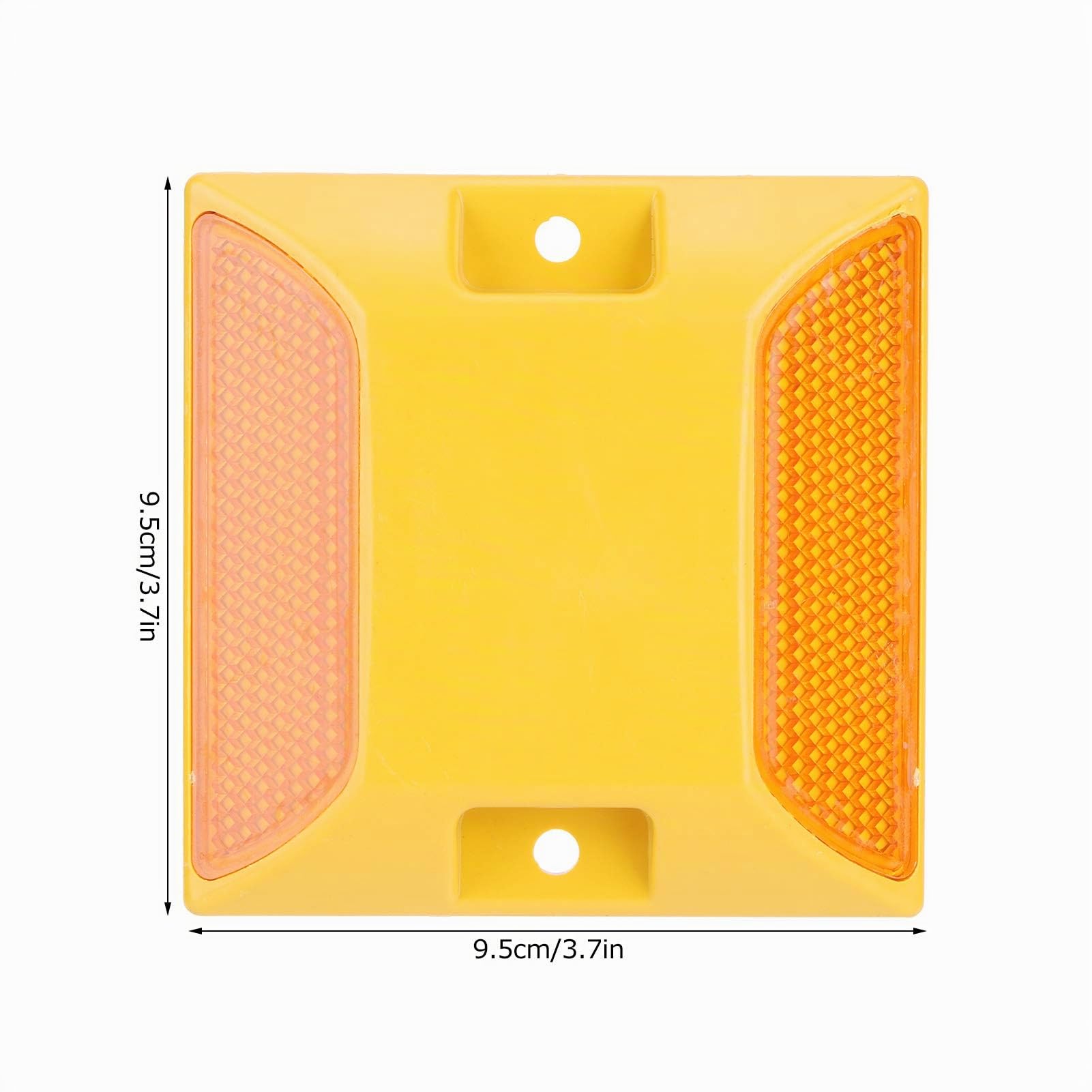 6 Pièces Réflecteurs Routiers 9,5 x 9,5 cm, Réflecteurs Routiers Doubles en Plastique Jaune Indicateurs de Broche d'Allée, pour Collisions de Vitesse, Passages pour Piétons, Autoroutes et Allées