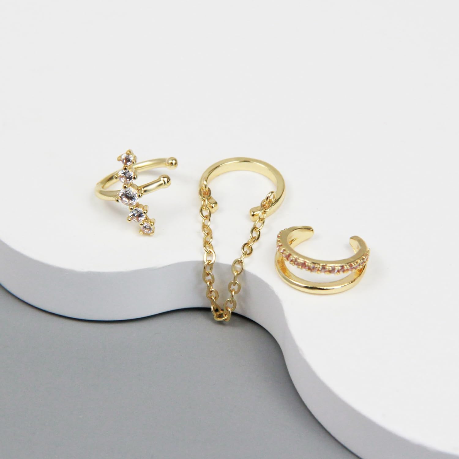 Ear Cuffs Non Pierced 14k Gold Plated Ear Cartilage Clip on Wrap Hoop Hypoallergenic Earrings Boho Dainty Cz Huggie Cuff Ear Jewelry for Women - Image 7