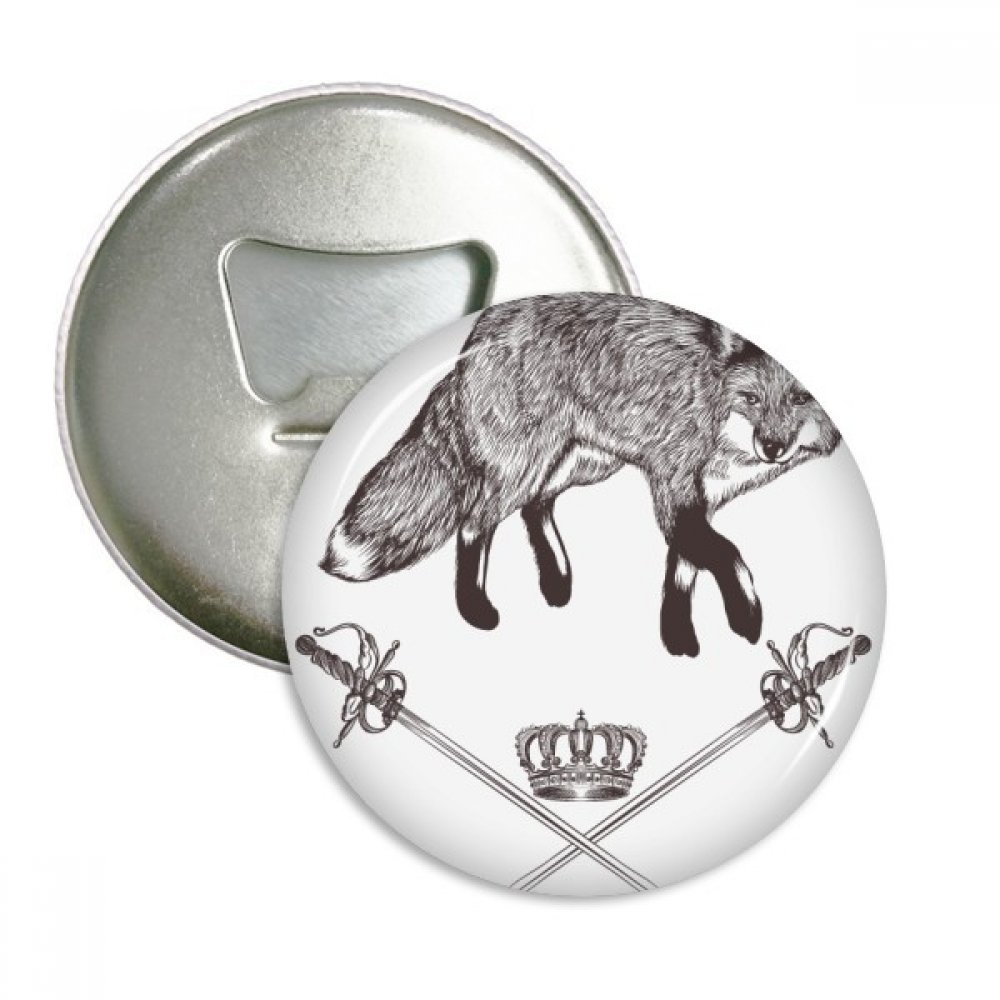 Décapsuleur aimanté et pins renard couronne baroque, une idée cadeau originale 3pcs