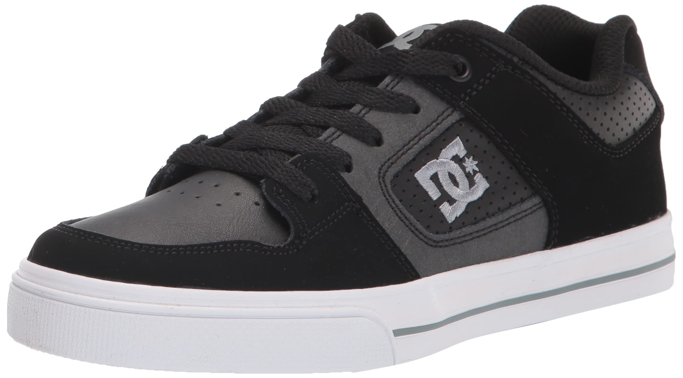 DC Boy's Pure Skate Shoe, Black/Black/Grey, 12 Little Kid