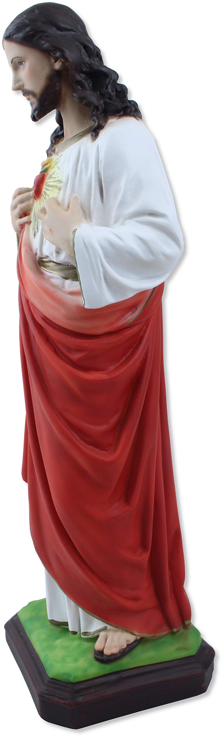 Proposte Religiose Statua del Sacro Cuore di Gesù in resina. Altezza cm 40. Dipinta a mano.