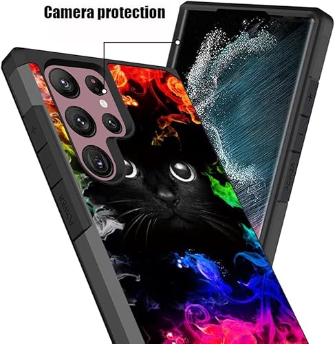 Miniatura 5 de Funda para Galaxy S22 Ultra, resistente 2 en 1 de doble capa híbrida de policarbonato duro y silicona suave a prueba de golpes, funda de protección