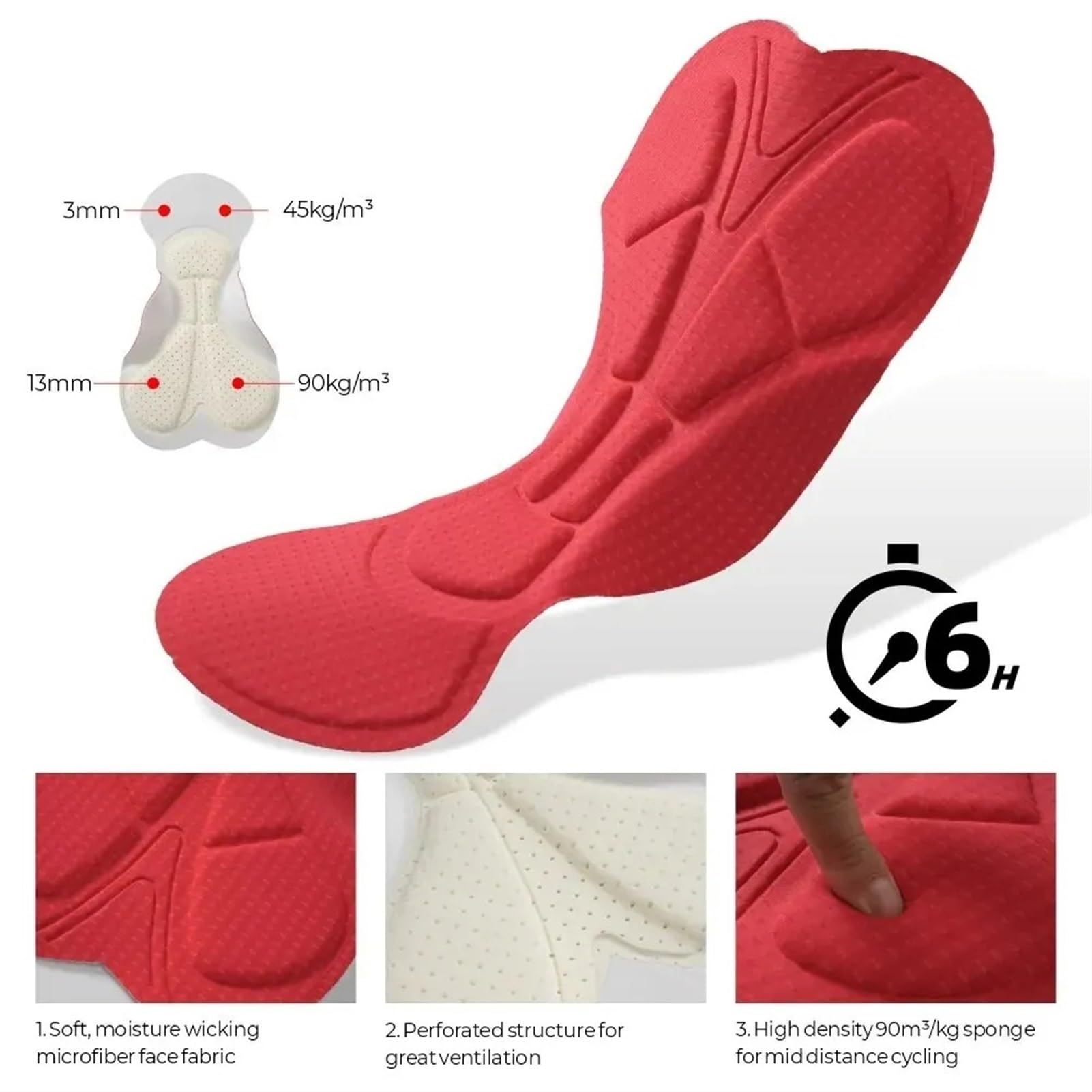Radlerhose Herren Herren Radhose mit Trägerhose, 6 Stunden Sitzpolster, weiß, nahtlos, Sommer-Fahrradbekleidung for Herren, MTB, Rennrad, Mountainbike, Strumpfhose, Kleidung Fahrradhose Herren(M)