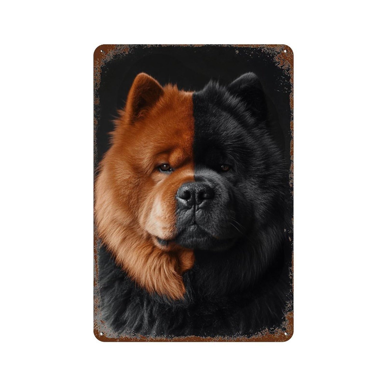 Two-Tone Chow Chow Retro Metal Sign 11.8"x7.9", Decorative Metal Wall Art for Garage, Bar And Workshop Decor