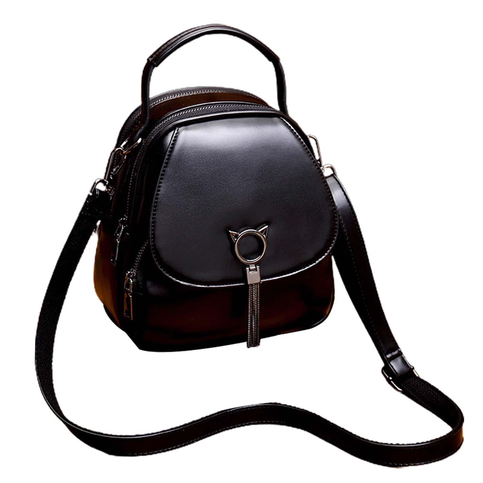 ™ Women Mini Backpack PU Leather Small Crossbody Bag for Travel Outdoor Summer Black-image-6