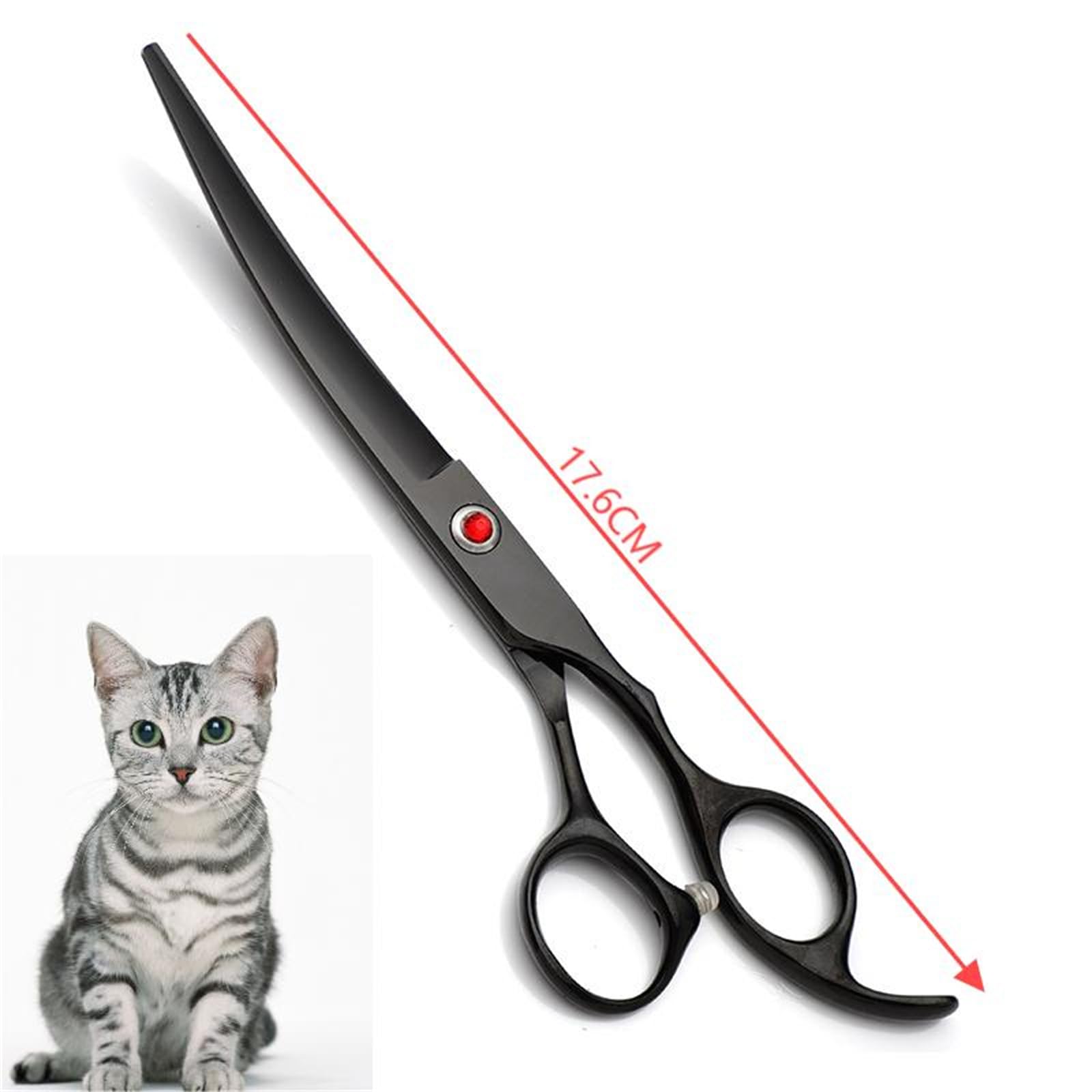 Set di forbici per cani da 7,0 pollici, 5 in 1, forbici per cani e gatti, in acciaio inox 440C, con forbici per sfoltire curve, forbici dritte, pettine per la cura del pelo, per gatti e altri animali
