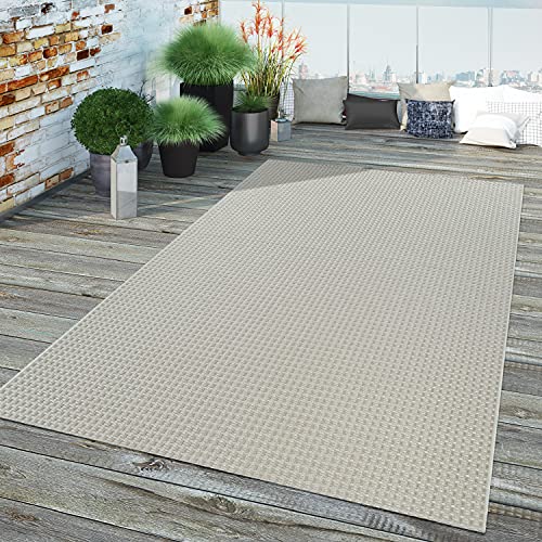 Alfombra Tejido Laminado Interior Exterior Sisal Aspecto Natural Lisa Blanco, Tamaño:120x170 cm