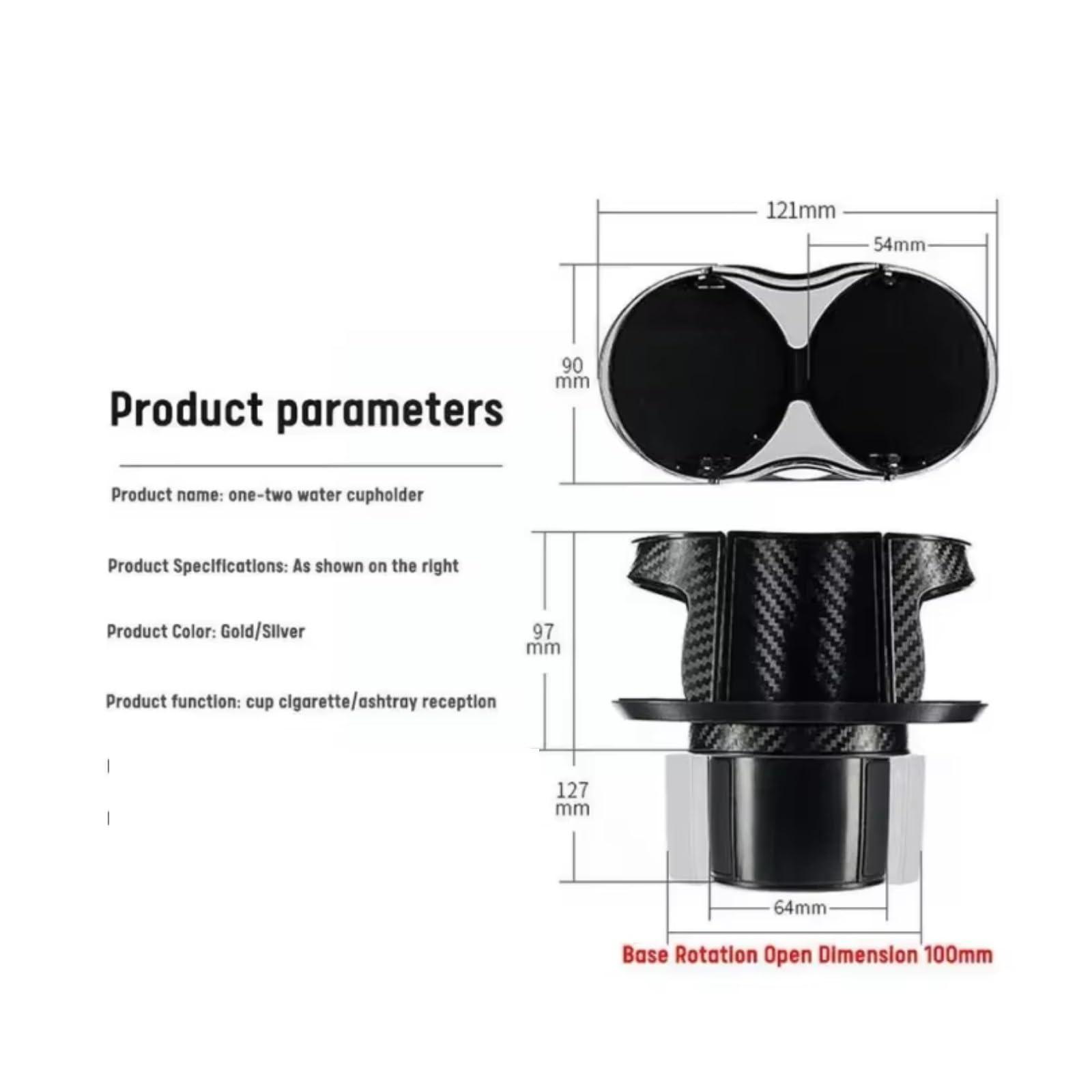 Soporte para Bebidas De Coche Portavasos Multifuncional Coche 2 En 1