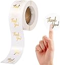Generic 500Pcs Clear Thank You Stickers Round Transparent PVC Stickers, 1 in Self-Adhesive Envelope Seal Labels for Business Wedding Festival Baby Shower Birthday Party (500)