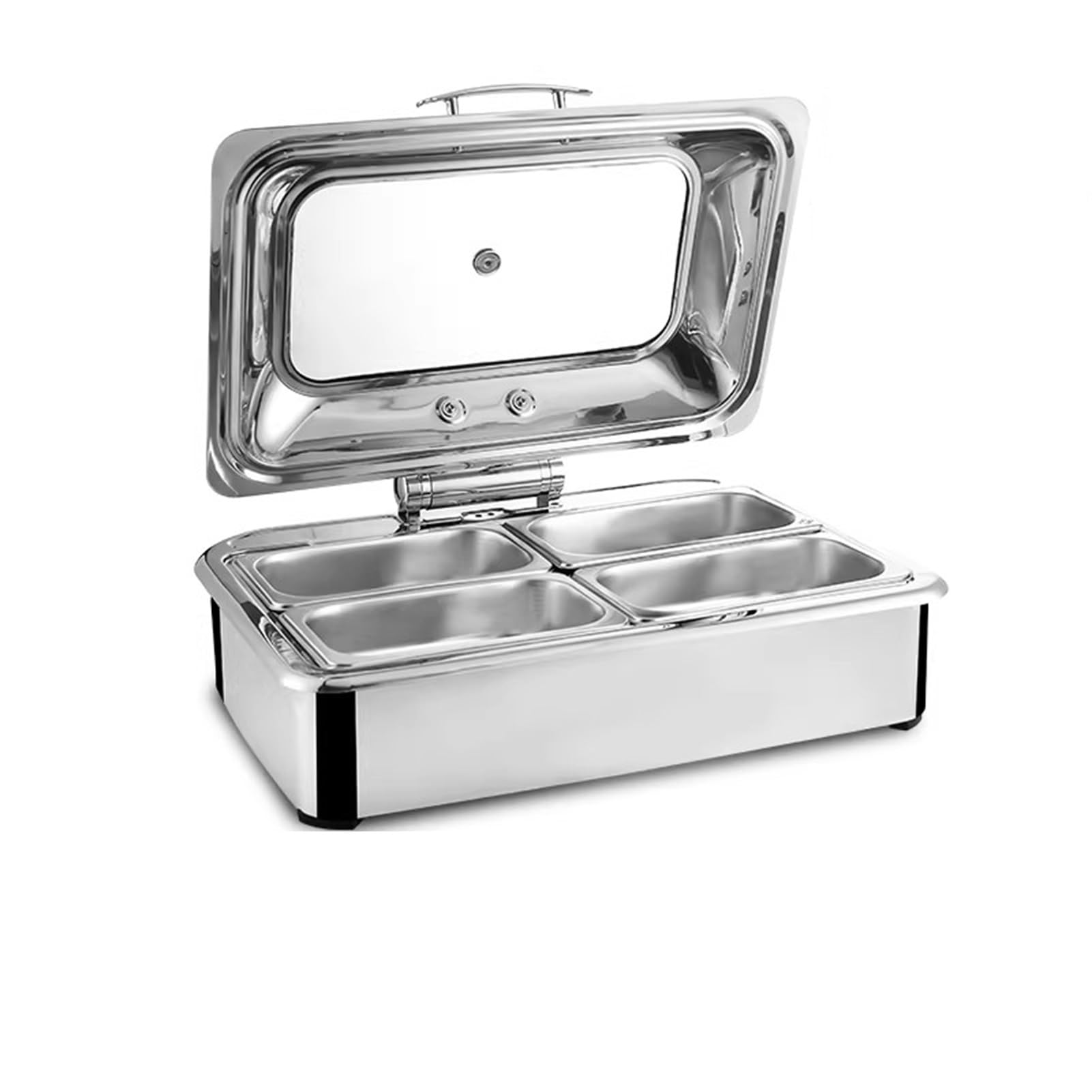 JKJZSALJ Stainless Steel Electric Buffet Warmer 9L Chafing Dish With Clear Lid, Ideal For Parties & Catering,Silver,13L,D