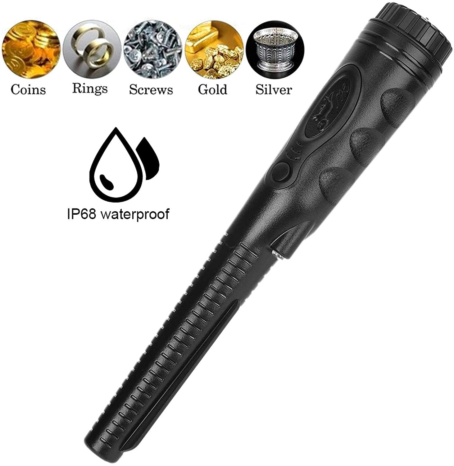 JJJ Pinpointer, wykrywacz metali HS-08 IP68 wodoodporny wykrywacz metali do polowania na skarby, przenośny ręczny wykrywacz metali o wysokiej czułości (kolor: Czarny)