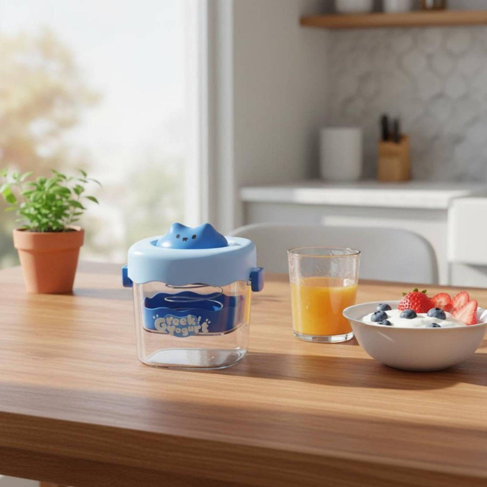 rockible Automatischer Joghurtbereiter mit Edelstahlgehäuse Und 1400ml Behälter für die Herstellung von Griechischem Joghurt mit Gläsern Und Abtropfsieb