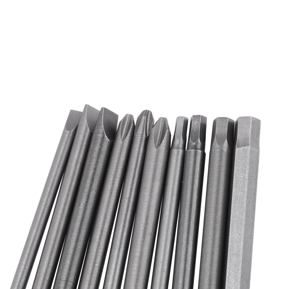 Keenso Schraubendreher Bits Set, 10 Stück 1/4 Zoll 100mm Schraubendreher Bits Magnet BST Schraubendreher Bits (Schlitzkopf, Kreuzkopf, Sechskantkopf)