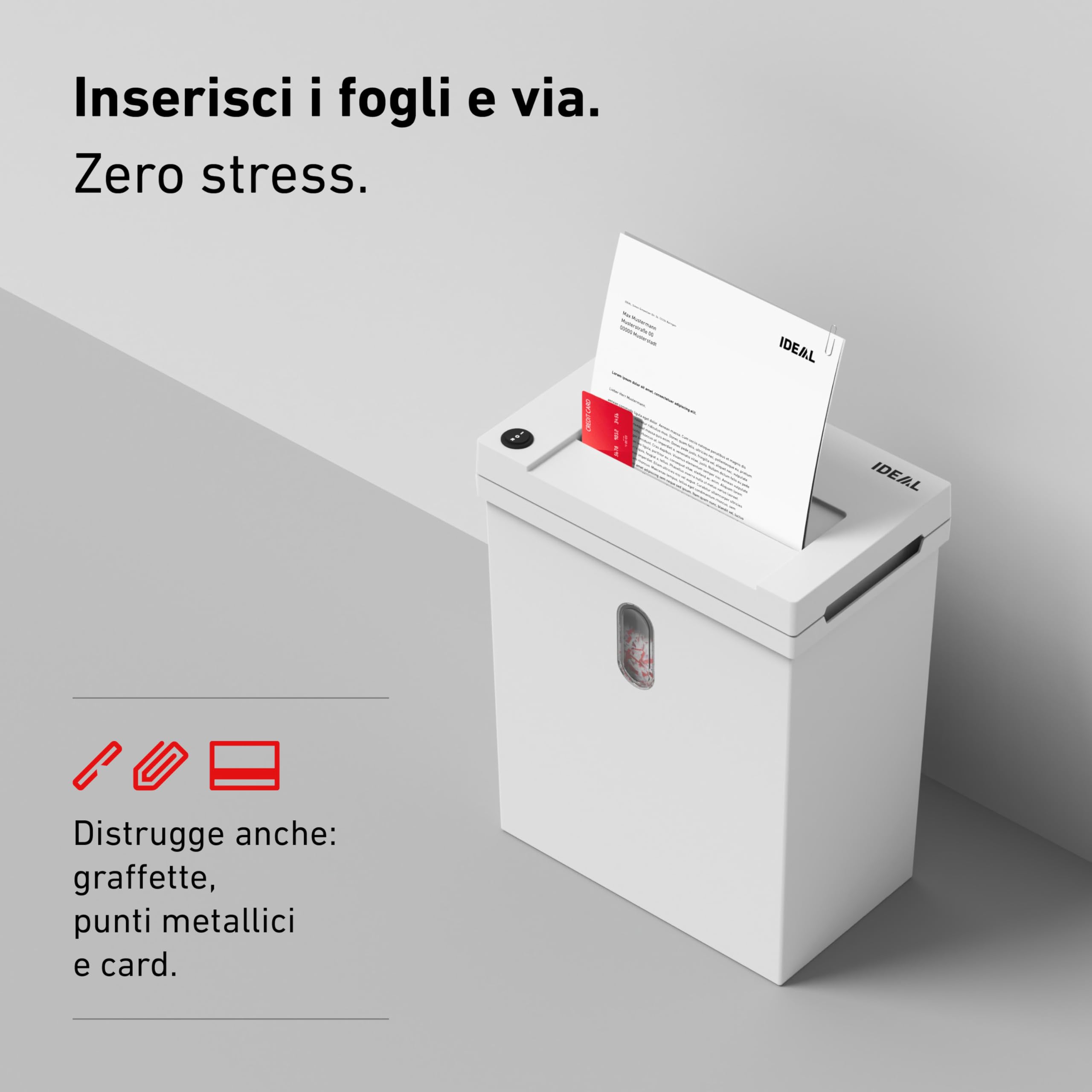 IDEAL Shredcat 8100, Distruggidocumenti, Tritadocumenti di Alta Qualità, Silenziosi e Affidabili, Conformi al GDPR (8-10 fogli) | Capacità serbatoio 20 l, 5 x 30 mm