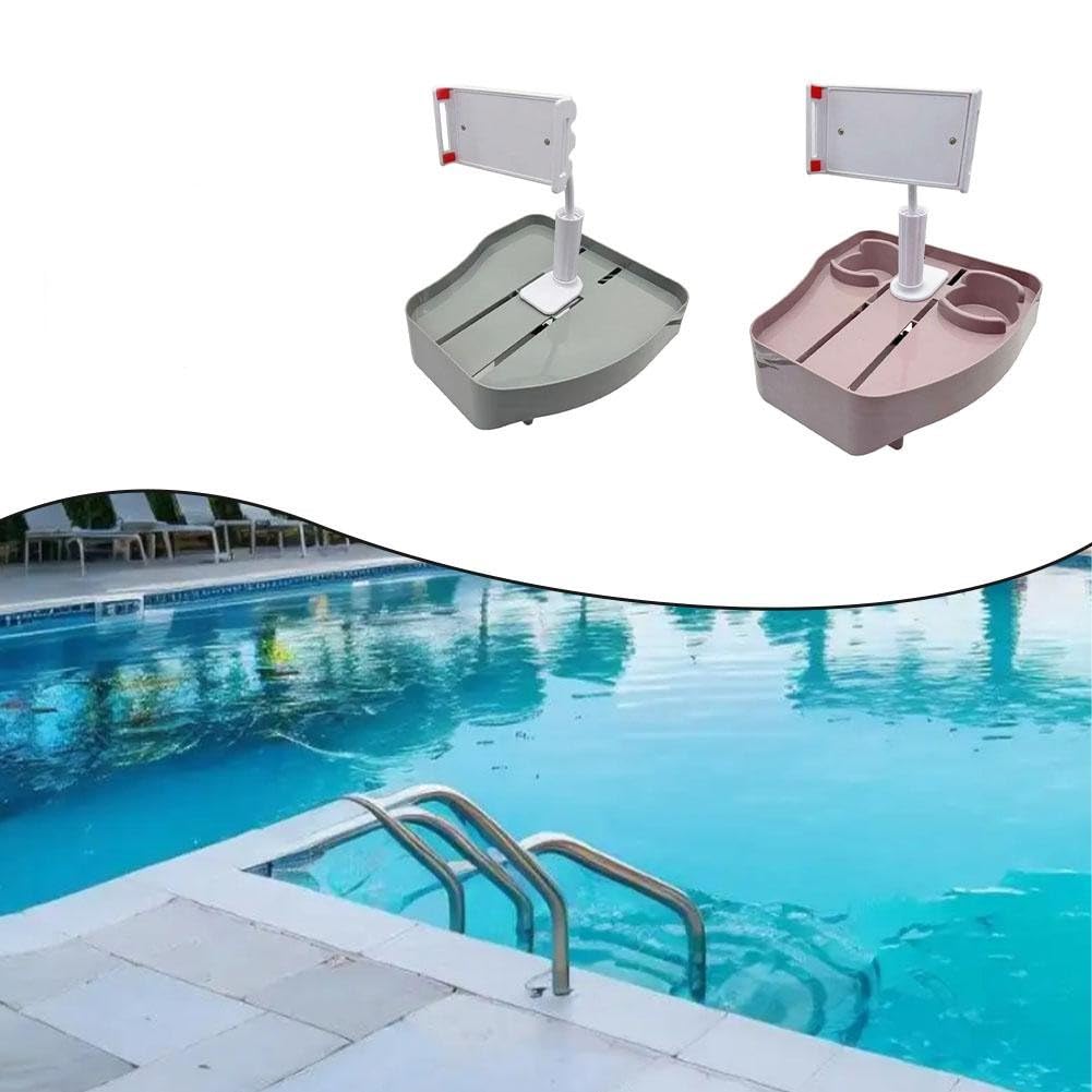 Bandeja de bañera ajustable 3 en 1 con taza y soporte para teléfono para piscina inflable o spa al aire libre, color rosa