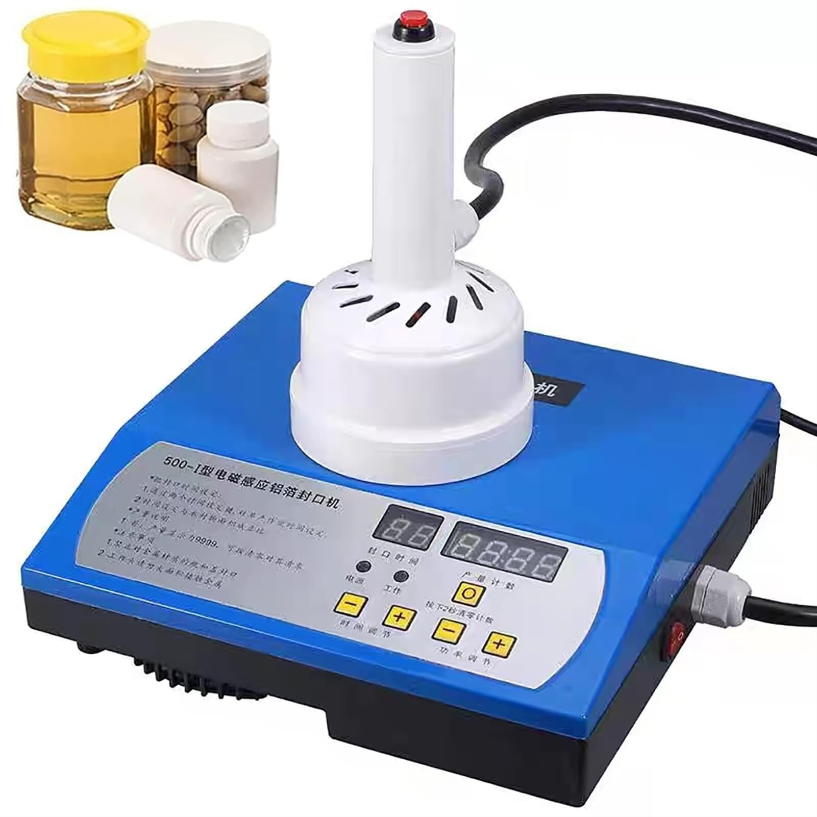 IUokLU Induction Bottle Cap Sealer,Electromagnetic Sealing Machine For Diameter 5-85 Mm,Time & Power Adjustable And Support Counting Function
